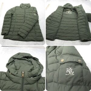 Ralph Lauren Jacket Womens Large Green Packable Puffer Lightweight Parka Coat